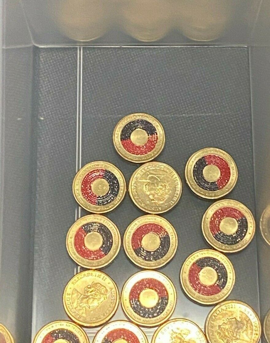 2021 $2 Dollar Coin Australian Aboriginal Flag Coloured