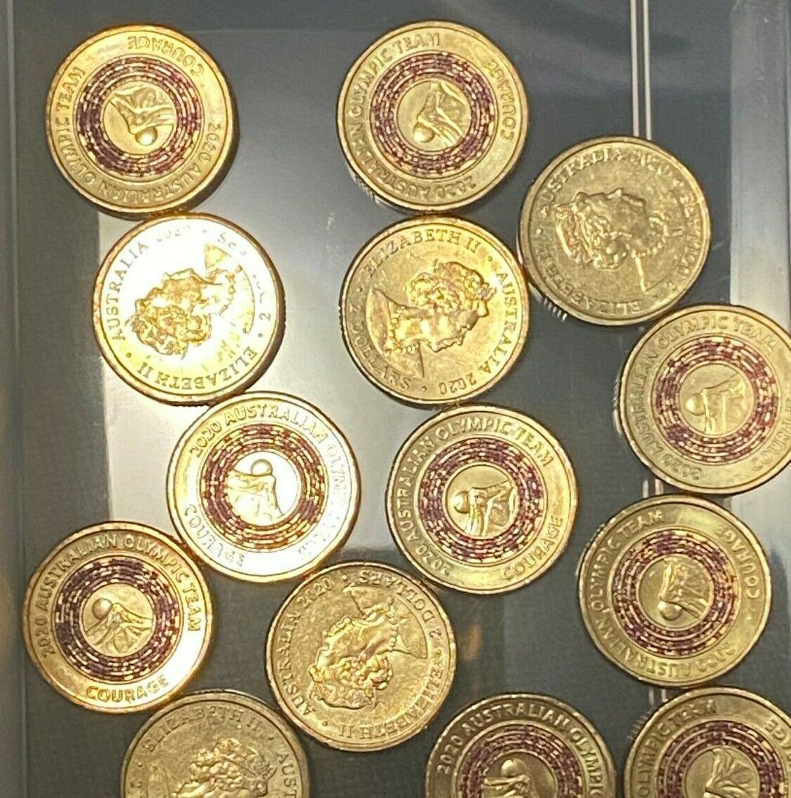 2020 $2 Dollar Australian Olympic Team - Courage - Red Coin