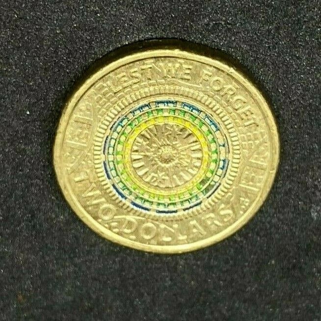 2017 Australia $2 dollar coin Lest we forget ANZAC Remembrance