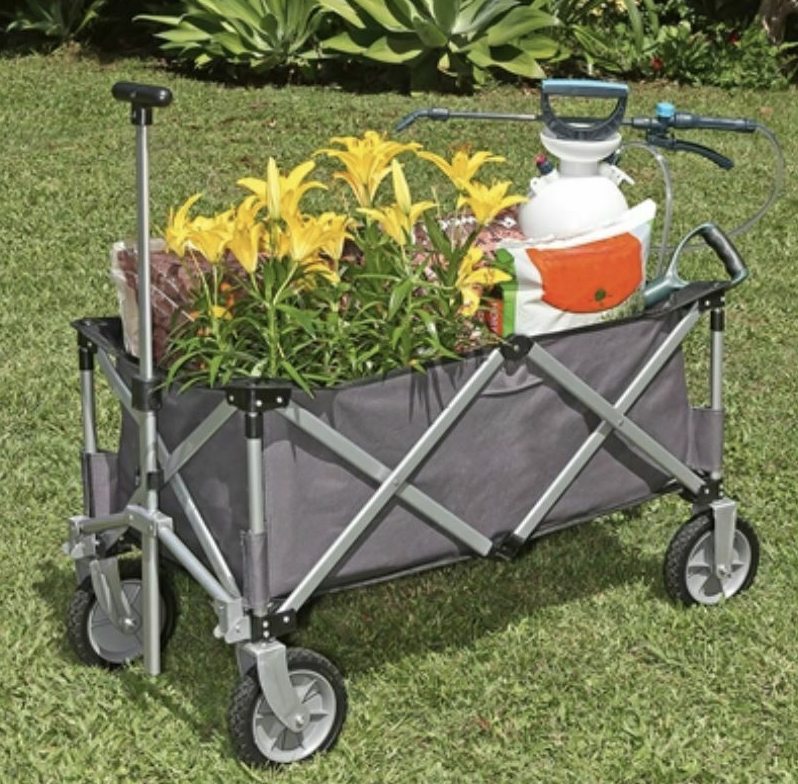 Collapsible Foldable Trolley Cart Utility Wagon Gardening Beach Outdoor Garage