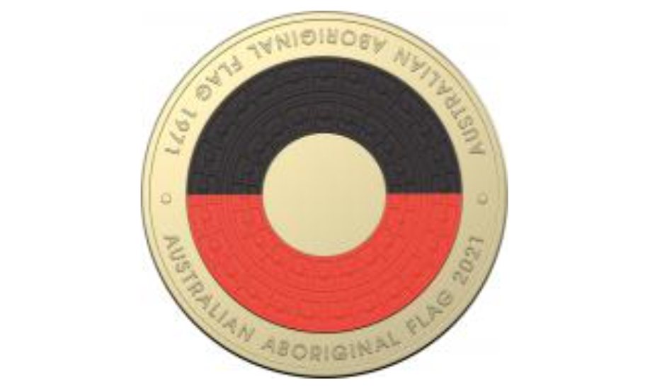 2021 $2 Dollar Coin Australian Aboriginal Flag Coloured