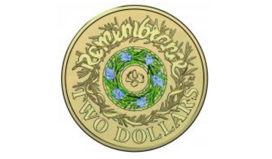 2017 AUSTRALIAN $2 TWO DOLLAR COIN - ANZAC REMEMBRANCE ROSEMARY BLUE GREEN